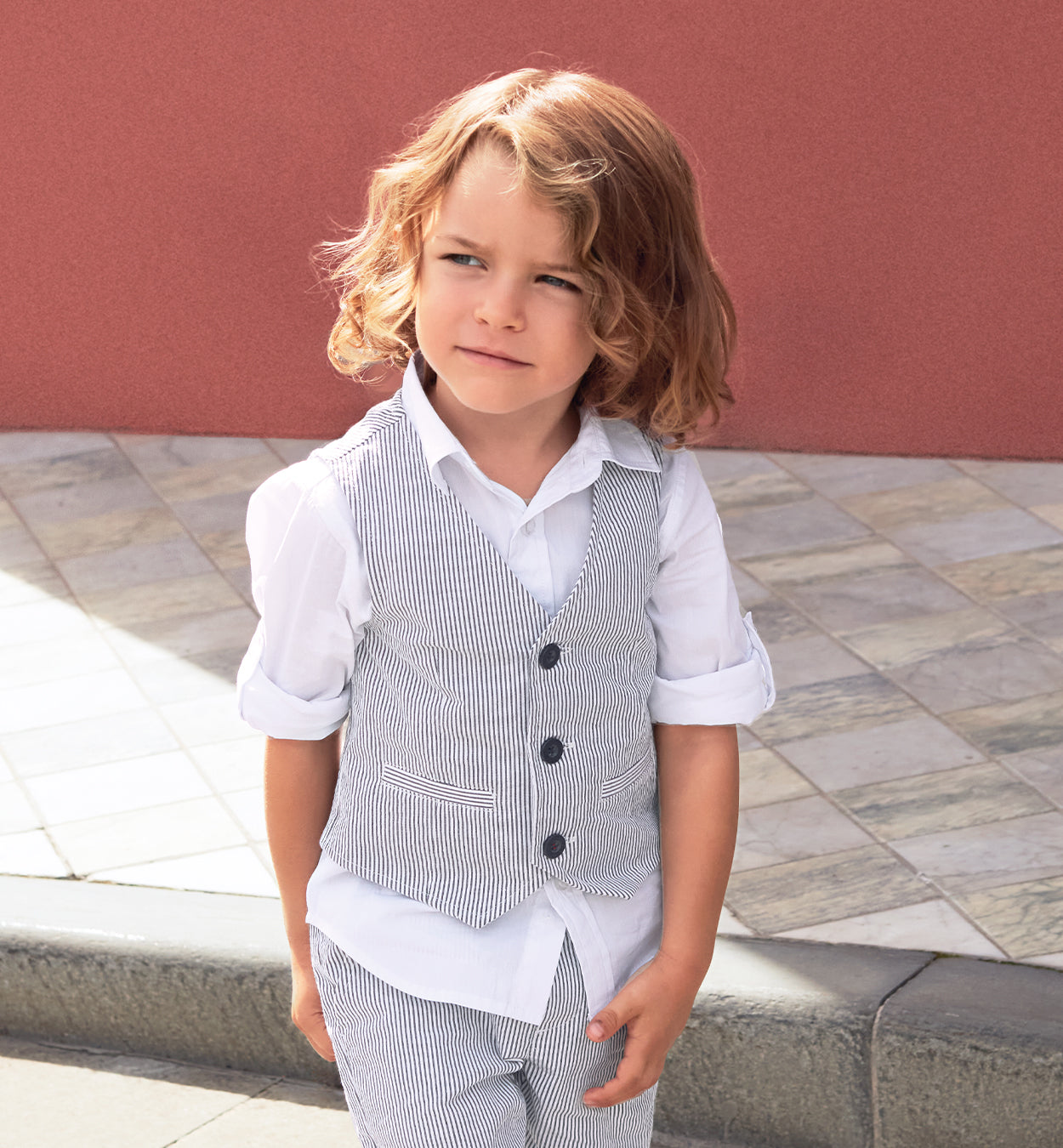 Gilet elegante bambino microriga - iDO