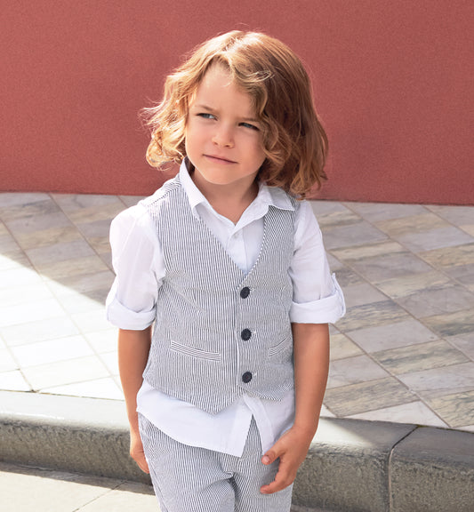 Gilet elegante bambino microriga - iDO