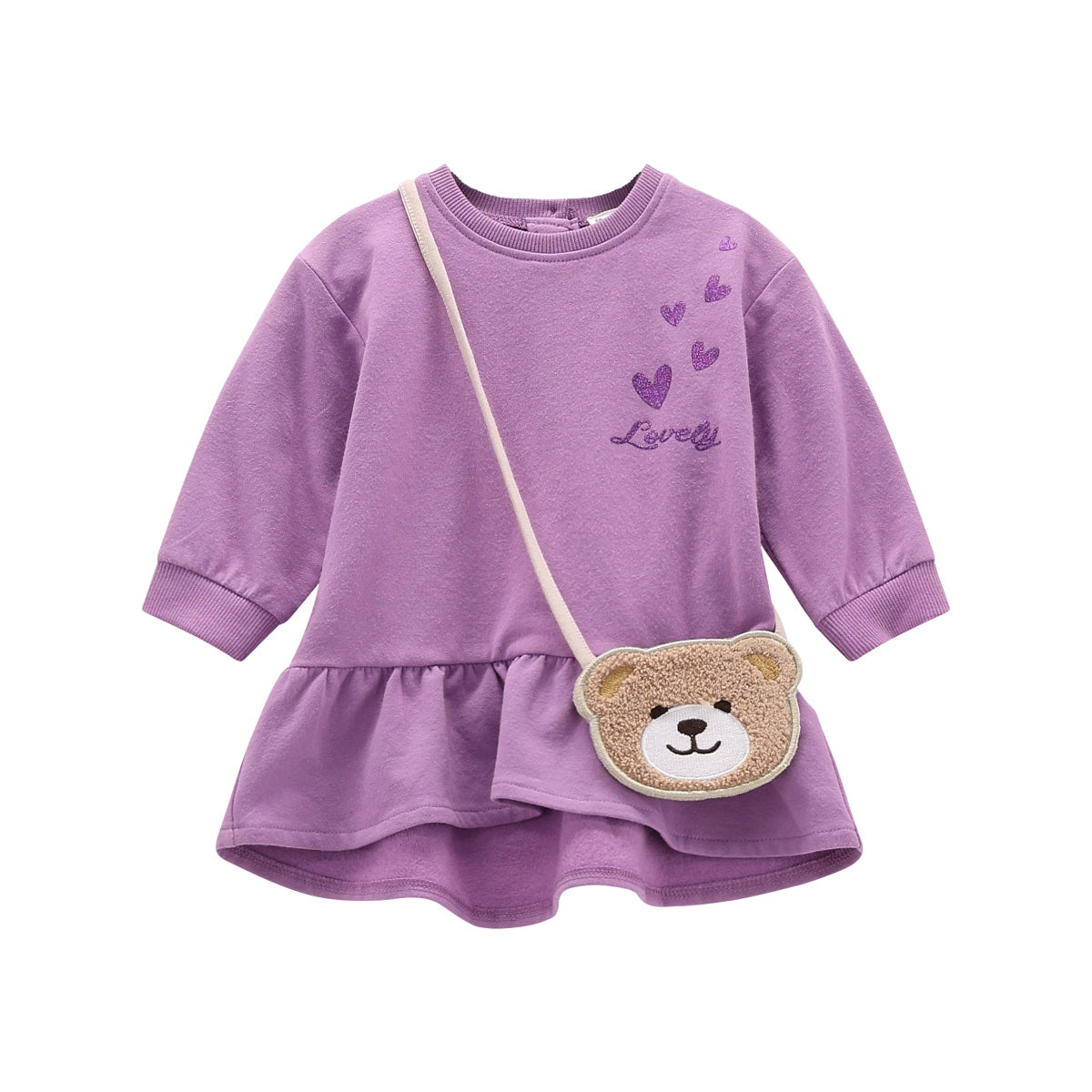 ABITO IN FELPA STRETCH CON BORSETTA