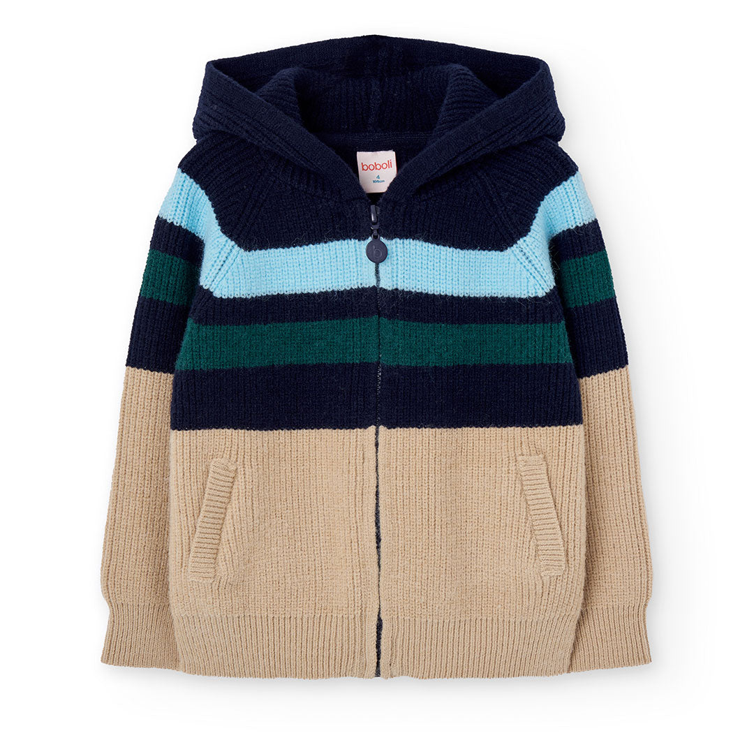 Giacchetta tricot con cappuccio per ragazzo