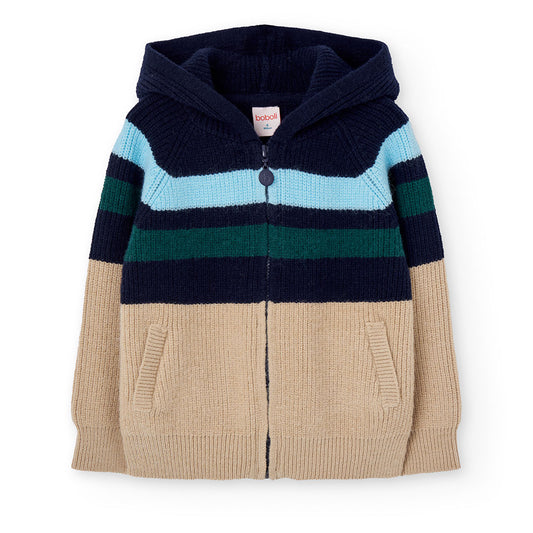 Giacchetta tricot con cappuccio per ragazzo