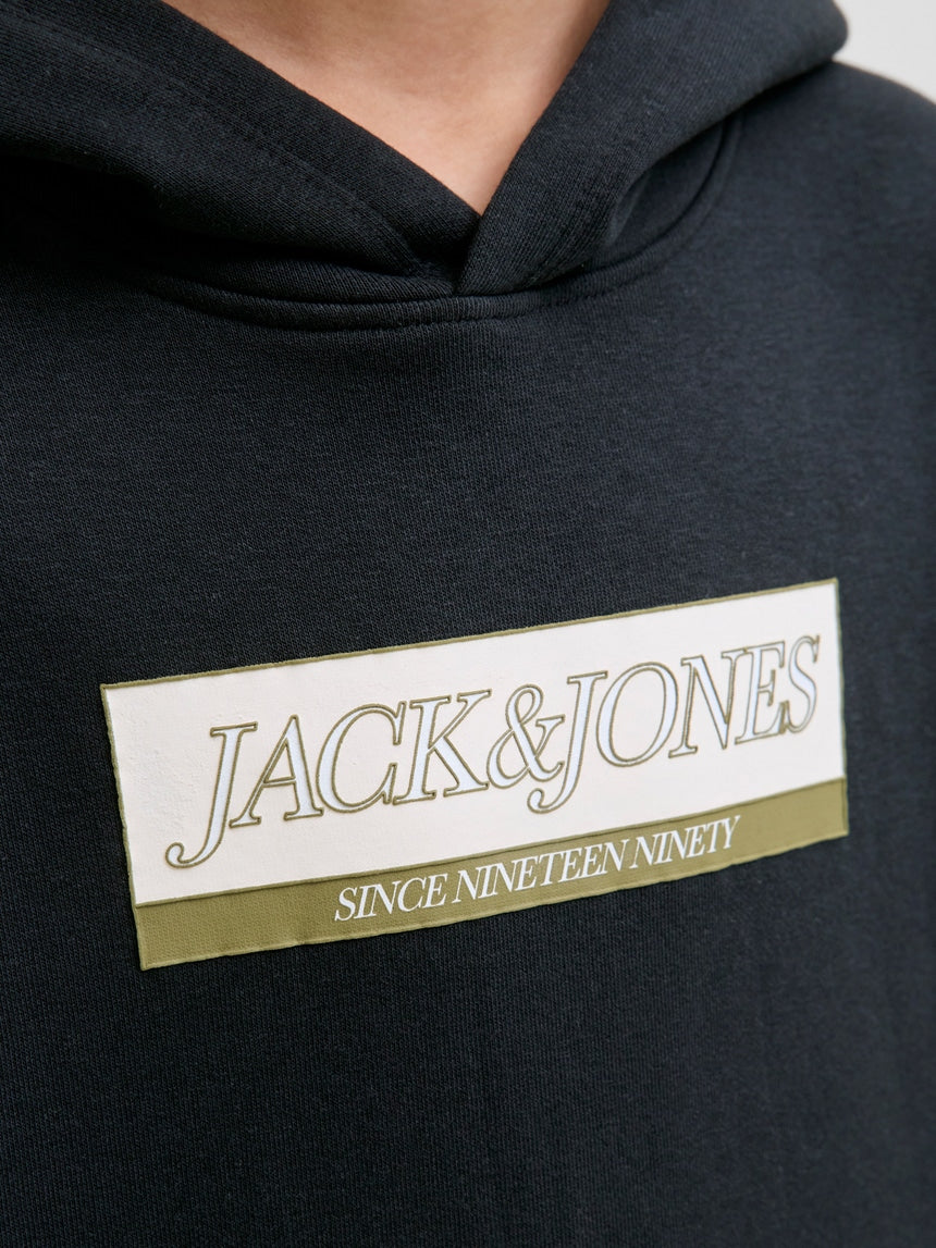 Felpa nera con cappuccio e logo - Jack & Jones