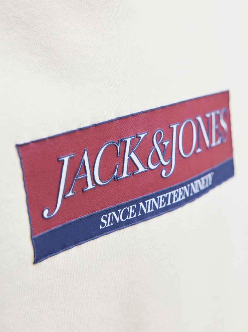 Felpa bianca con cappuccio e logo - Jack & Jones