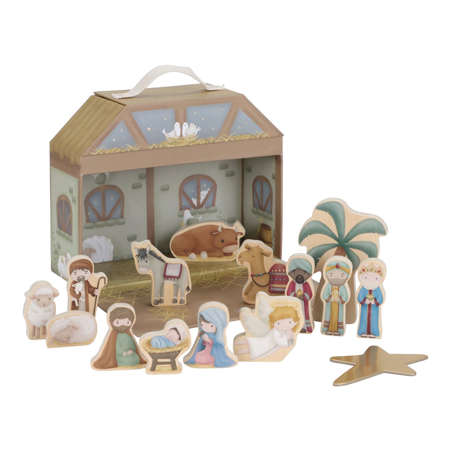 Presepe in legno con capanna