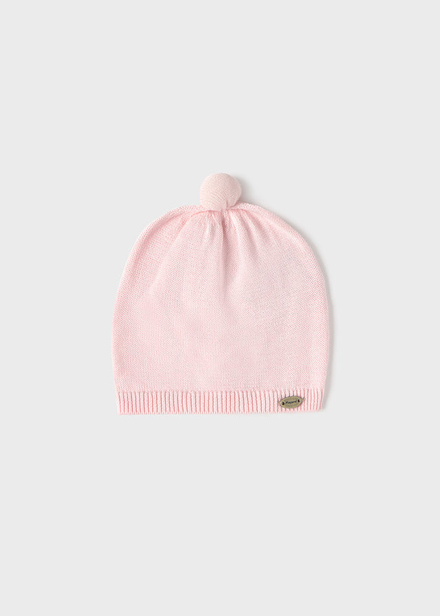 Cappellino rosa con ponpon in cotone