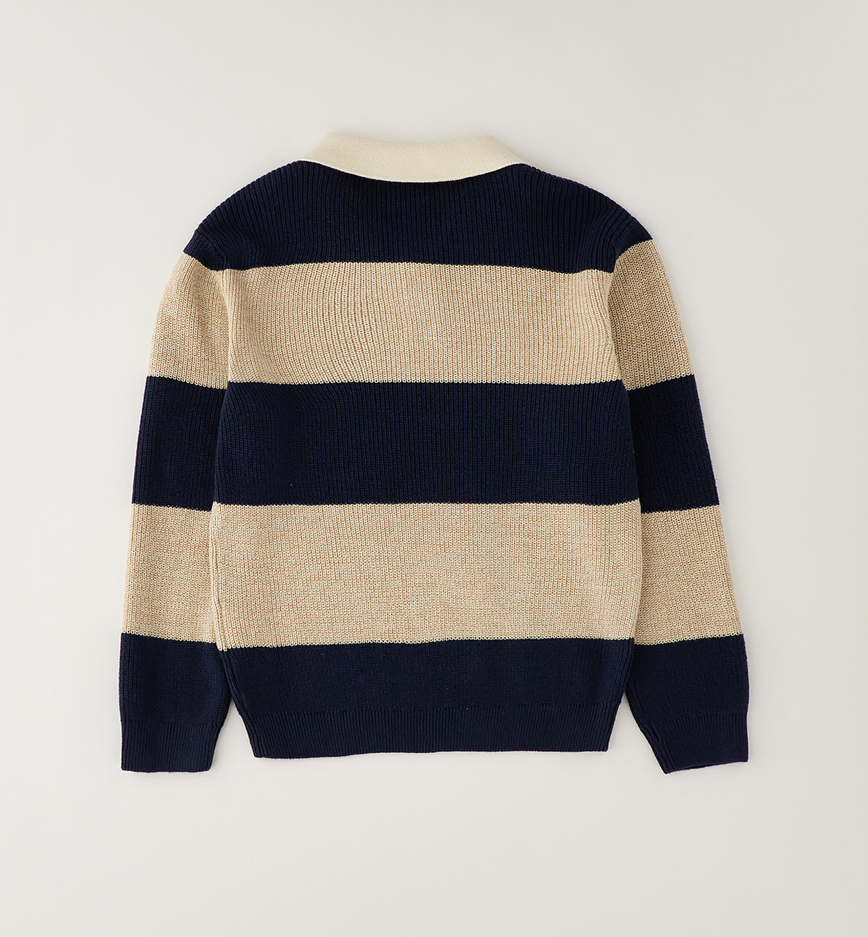 MAGLIONE A FASCE BLU E BEIGE ORIZZONTALI