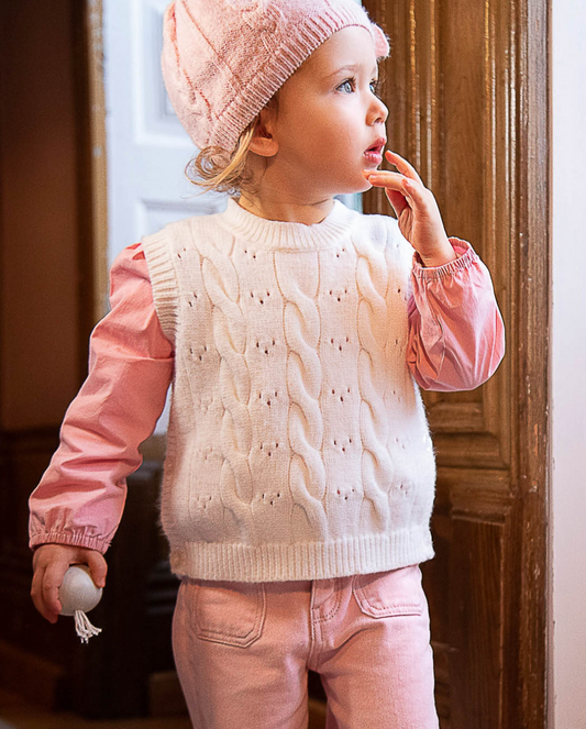 Cardigan intrecciato Bianco  - Ativo Kids