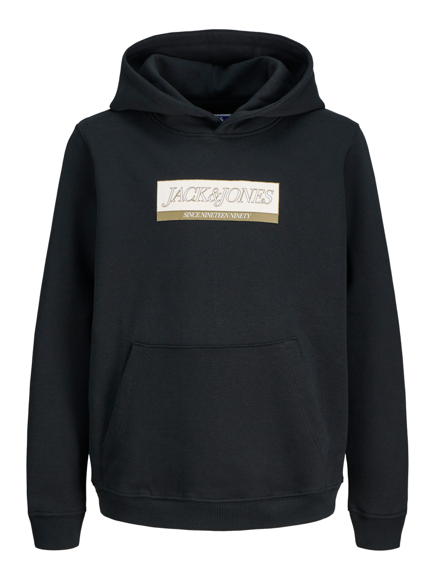 Felpa nera con cappuccio e logo - Jack & Jones