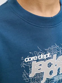 Maglietta maniche lunghe blu con logo - Jack & Jones