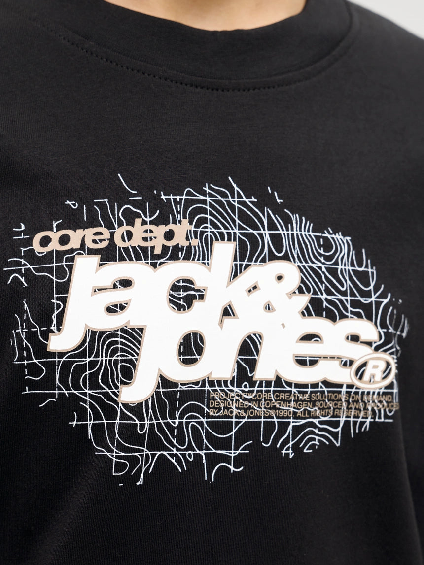 Maglietta maniche lunghe nera  con logo - Jack & Jones