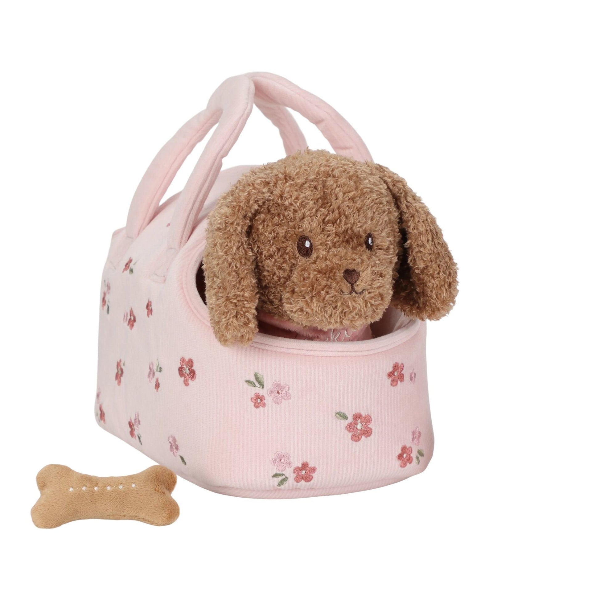 Peluche cane Jackie con trasportino  - Little Dutch