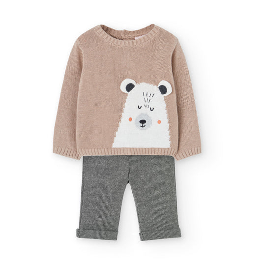 Completino maglia in tricot e pantalone