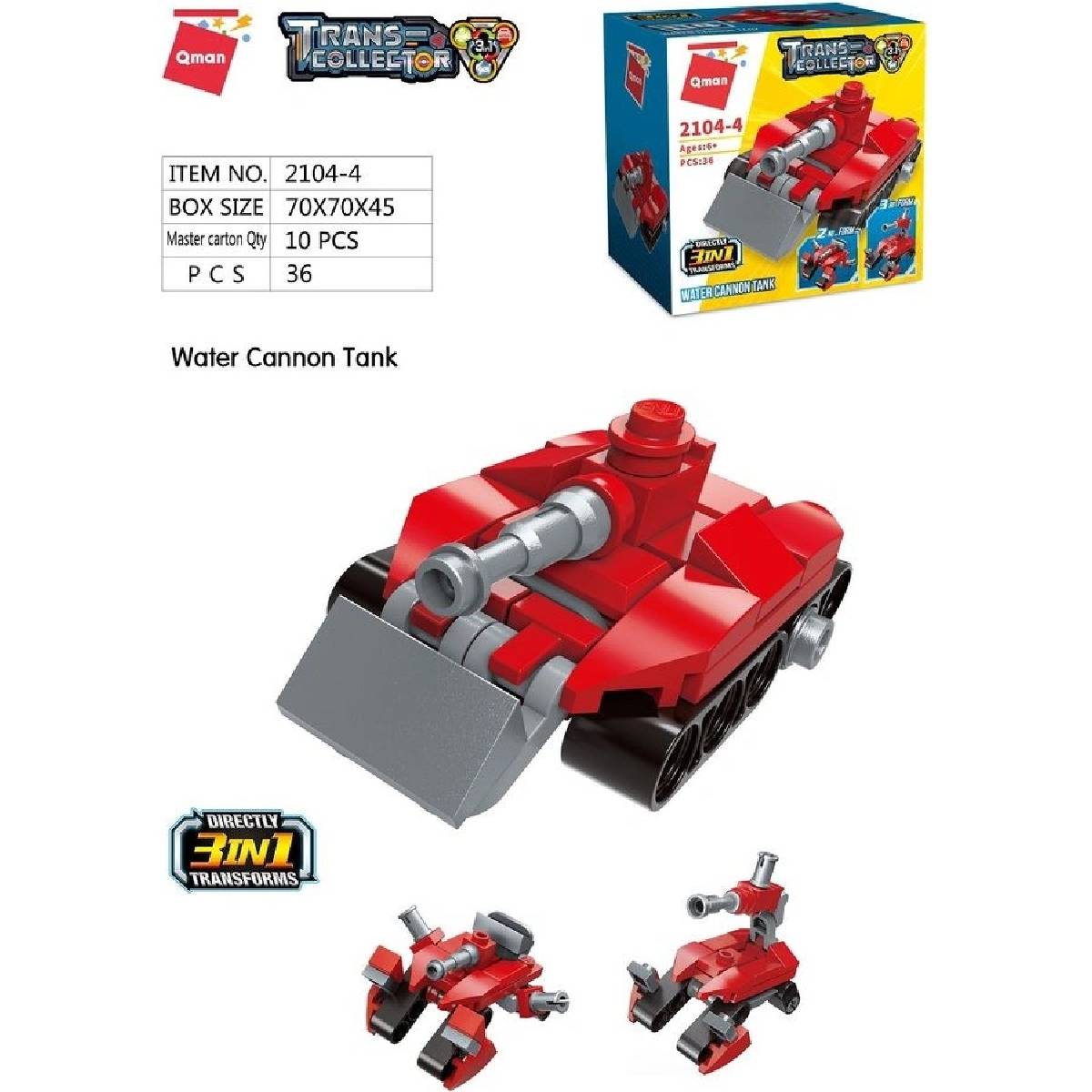 3in1 Transformer 36pz Water Cannon Tank