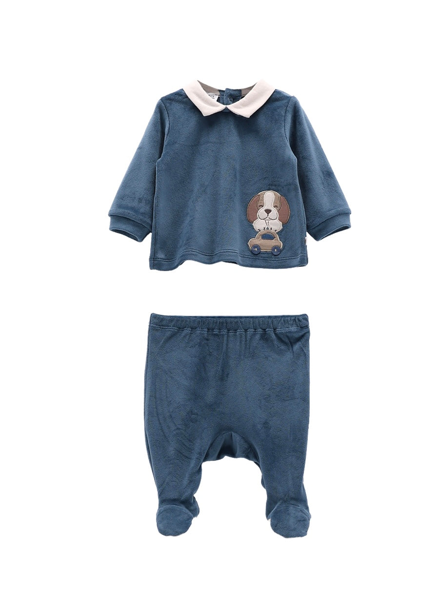 COMPLETO IN CINIGLIA SOFT BLU