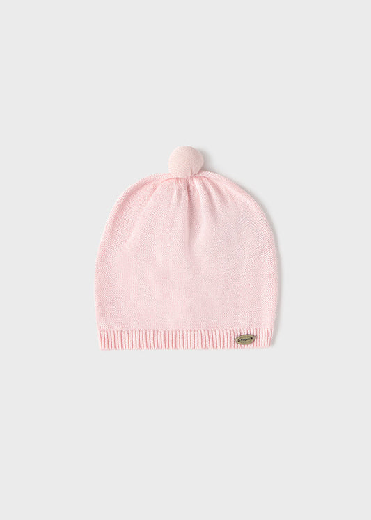 Cappellino rosa con ponpon in cotone