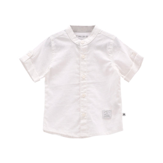 CAMICIA MISTO LINO BAMBINO MANICA CORTA