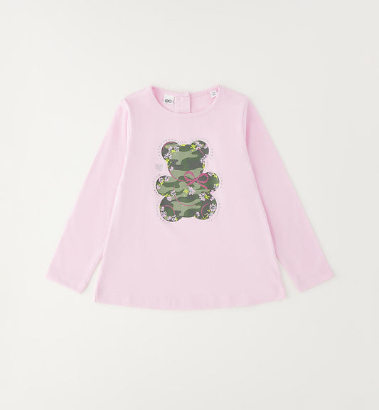 MAGLIETTA ROSA CON ORSETTO MIMETICO