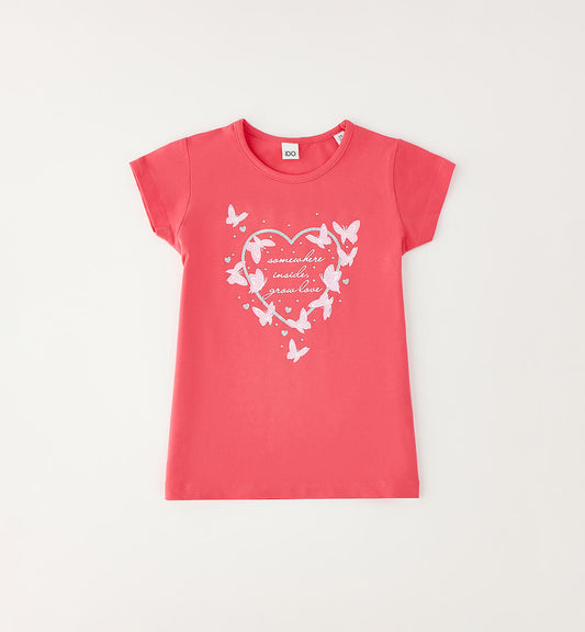 T-SHIRT CUORE CORALLO