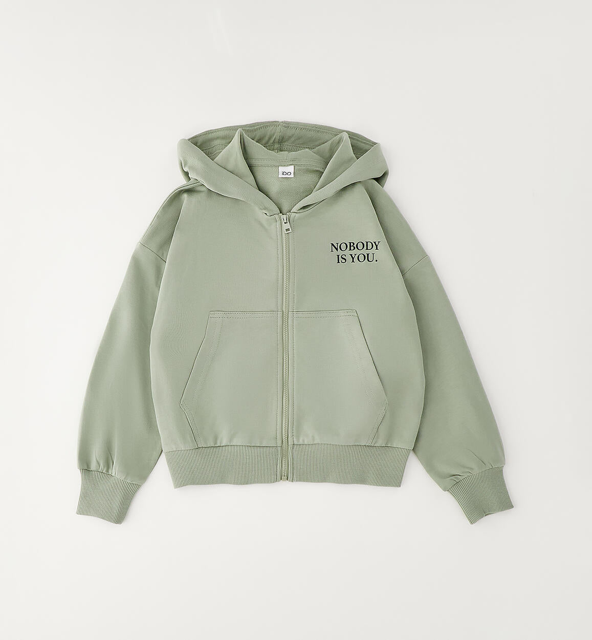 FELPA VERDE CON ZIP PER RAGAZZA