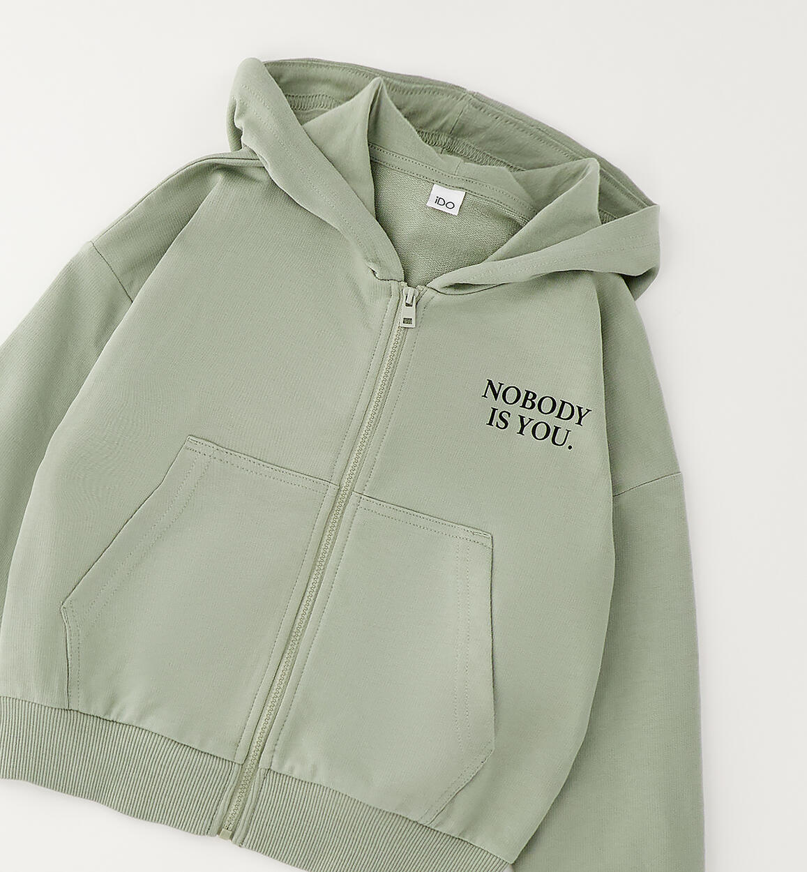 FELPA VERDE CON ZIP PER RAGAZZA