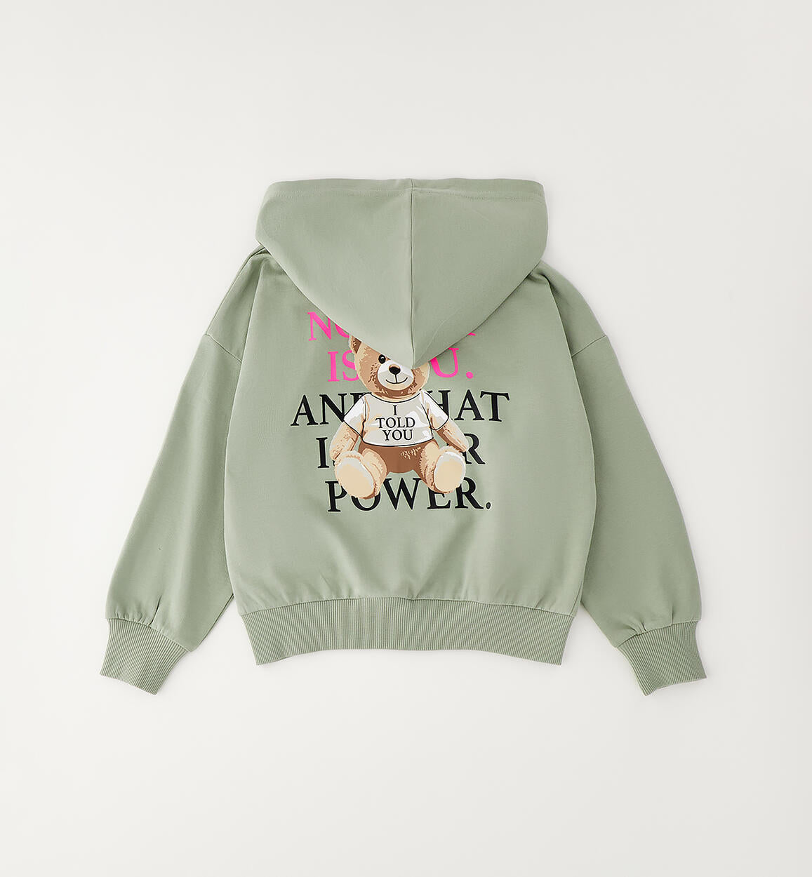 FELPA VERDE CON ZIP PER RAGAZZA
