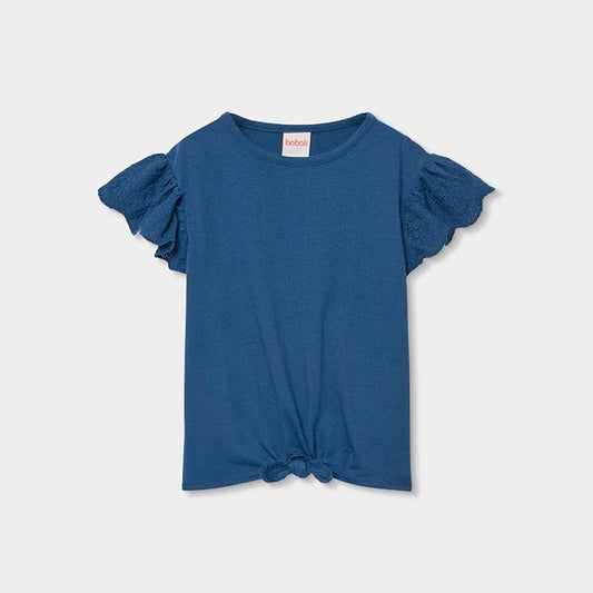 T-SHIRT IN COTONE CON MANICHE E NODINO