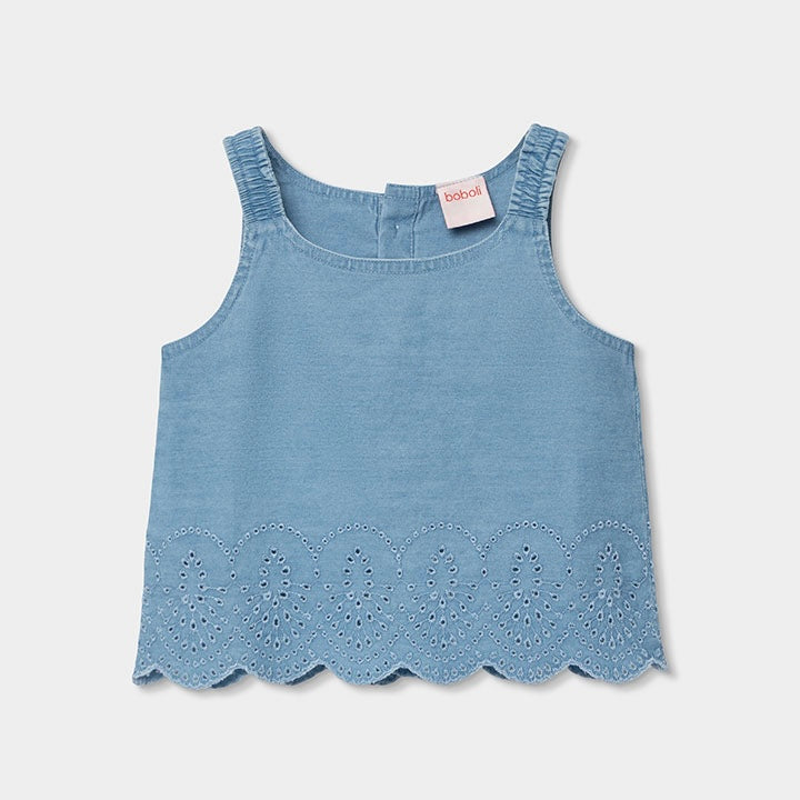 TOP IN DENIM RICAMATO