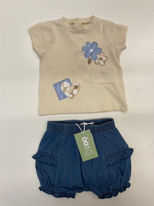 COMPLETO T-SHIRT CON SHORTS JEANS NEONATA