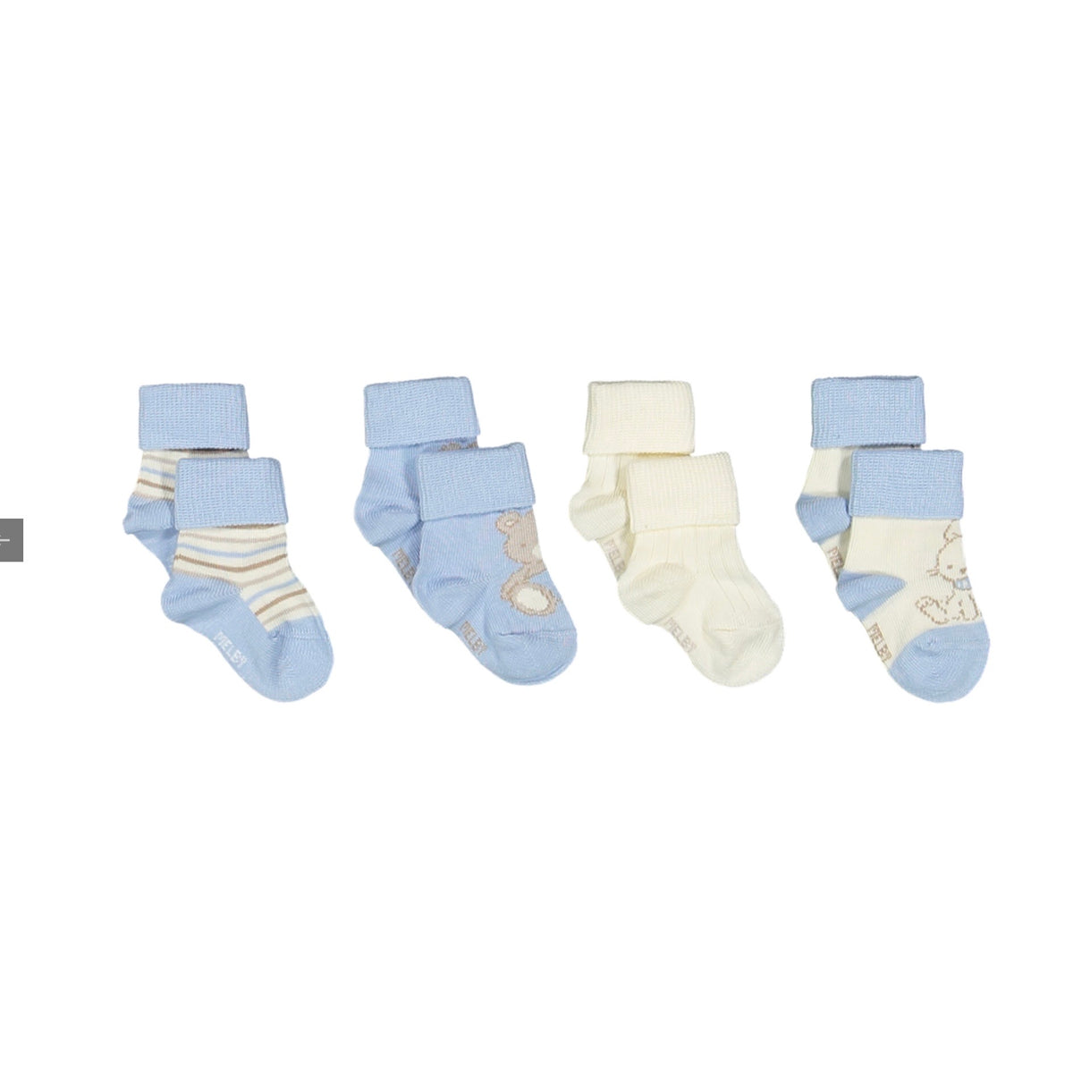 SET 4 PAIA CALZINI IN COTONE CON ORSETTO CELESTE