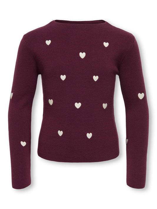 Maglione con cuori ricamati