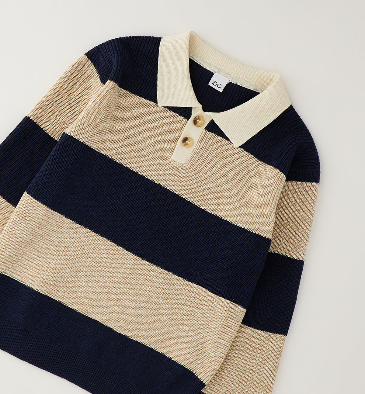 MAGLIONE A FASCE BLU E BEIGE ORIZZONTALI