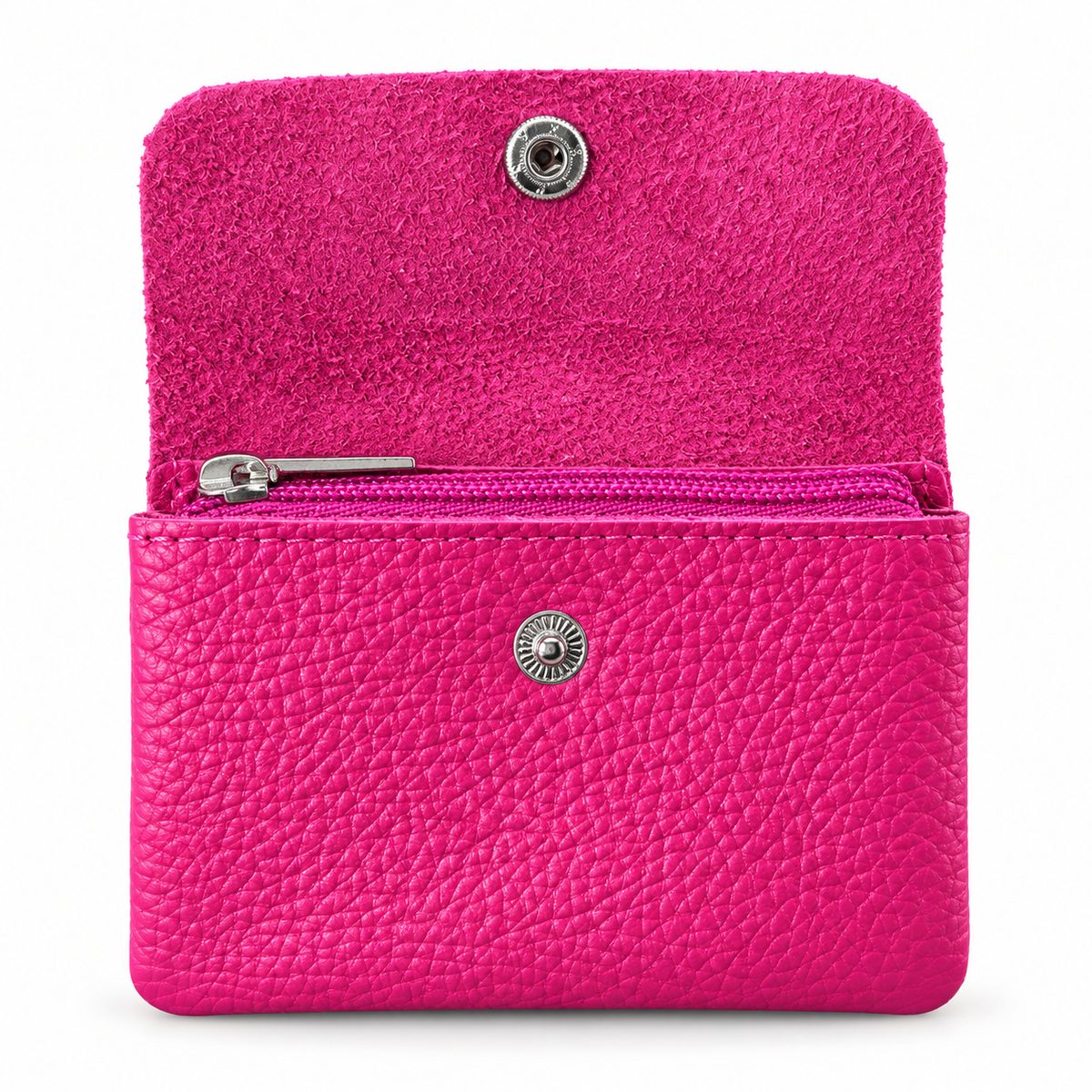 Portafoglio in vera pelle effetto martellato FUCSIA