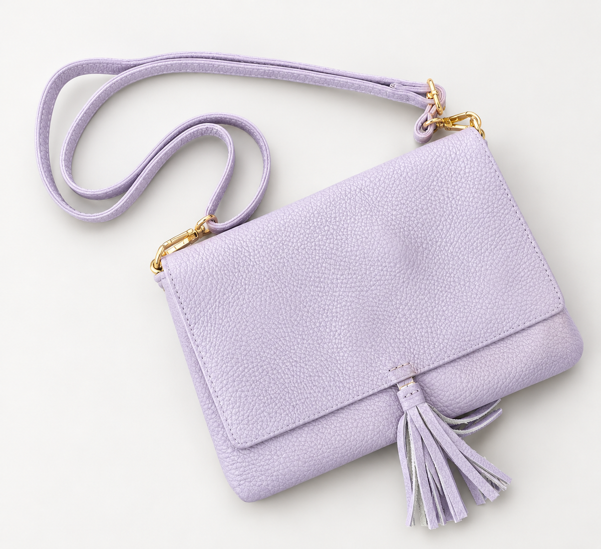 Borsetta piatta con chiusura zip effetto martellato LILLA